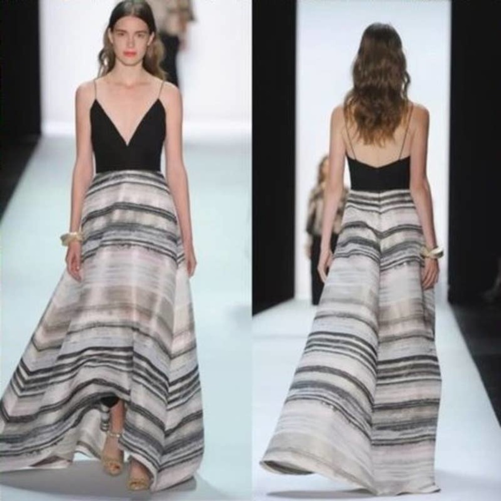 Badgley Mischka Black and Gray Maxi Dress